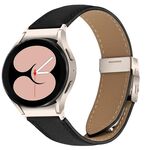 Cinturino in pelle con fibbia posteriore a tartaruga, motivo Lychee Texture Starlight per Samsung Galaxy Watch 7 40/44 mm (nero)