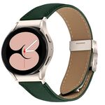 Cinturino per orologio in pelle con fibbia posteriore a tartaruga, motivo litchi, per Samsung Galaxy Watch 7 40/44 mm (verde)