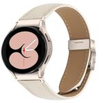 Cinturino in pelle con fibbia posteriore tartarugata, per Samsung Galaxy Watch 7 40/44 mm, con trama Lychee e motivo Starlight (bianco crema)