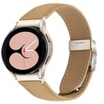 Cinturino in pelle con fibbia posteriore a tartaruga, motivo litchi, per Samsung Galaxy Watch 7 40/44 mm (cammello)