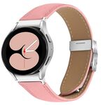 Cinturino per Samsung Galaxy Watch 7 40/44 mm, in pelle con fibbia posteriore tartarugata argento e trama litchi (rosa)