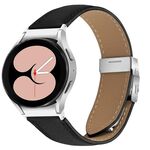 Cinturino per Samsung Galaxy Watch 7 40/44 mm in pelle con fibbia posteriore tartarugata argento Lychee Texture (nero)