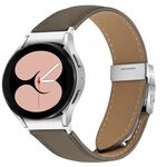 Cinturino per Samsung Galaxy Watch 7 40/44 mm, in pelle con fibbia posteriore tartarugata argento e trama litchi (grigio)