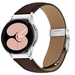 Cinturino per Samsung Galaxy Watch 7 40/44 mm in pelle con fibbia posteriore tartarugata argento e trama litchi (colore caffè)