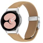 Cinturino per Samsung Galaxy Watch 7 40/44 mm in pelle con fibbia posteriore tartarugata argento Lychee Texture (cammello)