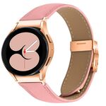 Cinturino in pelle con fibbia posteriore a tartaruga in oro rosa con trama litchi e sgancio rapido per Samsung Galaxy Watch 7 40/44 mm (rosa)