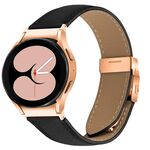 Cinturino per orologio in pelle con fibbia posteriore a tartaruga in oro rosa con trama litchi e sgancio rapido per Samsung Galaxy Watch 7 40/44 mm (nero)