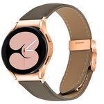 Cinturino in pelle con fibbia posteriore a tartaruga in oro rosa e trama litchi con sgancio rapido per Samsung Galaxy Watch 7 40/44 mm (grigio)