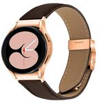Cinturino in pelle con fibbia posteriore a tartaruga in oro rosa con trama litchi e sgancio rapido per Samsung Galaxy Watch 7 40/44 mm (colore caffè)