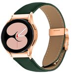 Cinturino per orologio in pelle con fibbia posteriore a tartaruga in oro rosa con trama litchi e sgancio rapido per Samsung Galaxy Watch 7 40/44 mm (verde)