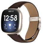 Cinturino in pelle con fibbia posteriore a tartaruga Starlight con trama Lychee per Fitbit Versa 3/4 (colore caffè)