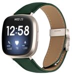 Cinturino in pelle con fibbia posteriore a tartaruga Starlight per Fitbit Versa 3/4 (verde)