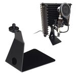 Stand del microfono del metallo del triangolo di ferro a forma di L di TEYUN (nero)
