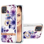 Per Oppo A15 / A15s Ring IMD Flowers TPU Telefono (viola begonia)