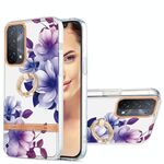 Per Oppo A74 5G / A93 5G / A54 5G / A93S 5G Ring IMD Flowers TPU Telefono (viola begonia)