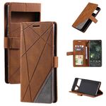 Per Google Pixel 6 Pro Skin Feel Splicing Leather Telefono (Brown)