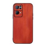 Per Oppo Reno7 Pro Yellow Cow Texture PU Phone Case (Brown)