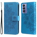 Per Tecno Camon 18/18P 7 Flowers per il telefono in pelle ribaltabile (blu)