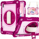 Per Samsung Galaxy Tab S7 / S8 a 360 gradi Contrasto di contrasto silicone+Case di tablet per PC (rosso rosa+rosa)