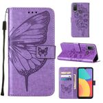 Per Alcatel 1L 2021 Custodia per telefono in pelle farfalla in rilievo (viola)