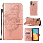 Per Alcatel 1L 2021 Custodia per telefono in pelle farfalla in rilievo (oro rosa)