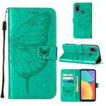Per Alcatel 1L 2021 Custodia per telefono in pelle farfalla in rilievo (verde)