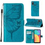 Per Alcatel 1L 2021 Custodia per telefono in pelle farfalla in rilievo (blu)