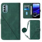 Per Motorola Moto G 5G 2022 Crosstica 3D in pelle ribaltabile 3D (verde scuro)