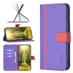 Per OPPO A16 BF13 Color Coating Cross Texture Incelt Leather Case (Purple)