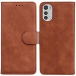 Per Motorola Moto E32 Skin Sent Pure Flip in pelle Flip Case (Brown)