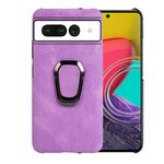 Per Google Pixel 7 Pro Ring Holder PU Phone Case (Purple)