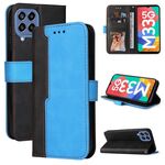 Per Samsung Galaxy M33 5G Global-Stitching-color Orizzontale Flip Leather Case (blu)