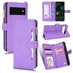 Per Google Pixel 6 Pro Litchi Texture Zipper Call Case (Purple)