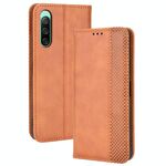 Per Sony Xperia 10 IV Fibbia magnetica Texture Retro Texture Telefono (Brown)