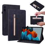Per Samsung Galaxy Tab S7+ / S8+ Spazio di pelle Solido Casetto in pelle con cerniera solida (nero)