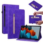 Per Samsung Galaxy Tab S7+ / S8+ Spazio di pelle Solido Casetto in pelle con cerniera solida (viola)