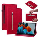 Per Samsung Galaxy Tab S7+ / S8+ Spazio di pelle Solido Casetto in pelle con cerniera solida (rosso)