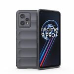 Per Oppo Realme 9 Pro + Magic Shield TPU + Flanel Phone Case (grigio scuro)