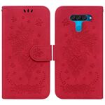 Per la custodia per il telefono in pelle in rilievo LG K50 / Q60 a farfalla (rosso)