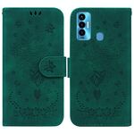 Per Tecno Camon 18i Butterfly Rose Excreated Leath Phone Case (verde)