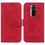 Per Tecno Phantom X Butterfly Rose Membrated Leather Phone (Red)