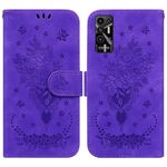 Per Tecno Pova 2 Butterfly Rose Excreated Leath Phone (Purple)