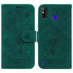 Per Tecno Spark Go 2022 / Spark 6 Go Butterfly Rose Excreated Leath Phone Case (verde)