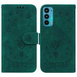 Per Motorola Edge 20 Telefono in pelle in pelle in rilievo a farfalla (verde)