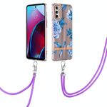 Per Motorola Moto G Stylus 2022 4G Flowers Series TPU Telefono con cordino (Blue Peony)