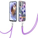 Per Motorola Moto G31/G41 Flowers Series TPU Telefono con cordino (Purple Begonia)