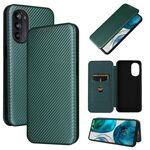 Per Motorola Moto G52/G82 Texture in fibra di carbonio Magnetico Flip Orizzontale Custodia per telefono (verde)