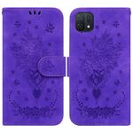 Per OPPO A16K Butterfly Rose Gassa in pelle in rilievo (Purple)