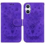 Per Oppo A96 5G / Reno7 Z 5G Butterfly Rose Excreated Leather Case (Purple)