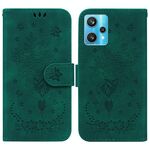 Per Oppo Realme 9 Pro+ / Realme 9 4G Butterfly Rose Excreated Leather Case (verde)